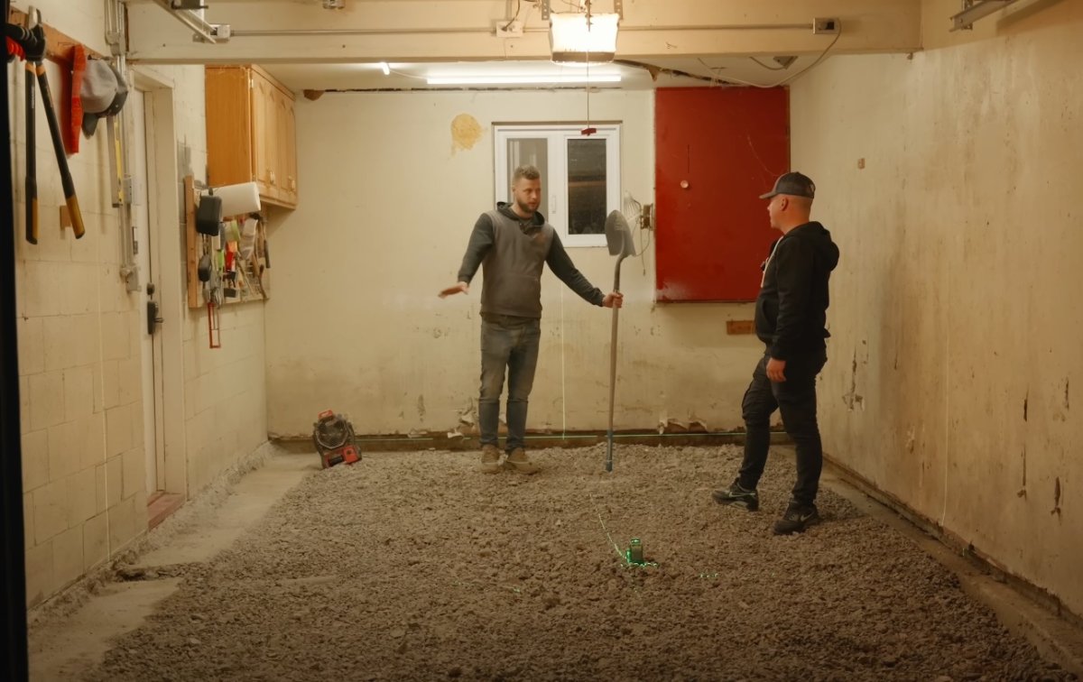 Mateo and matt talking garage floor