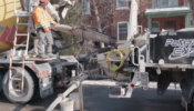 Cement truck pour into pump