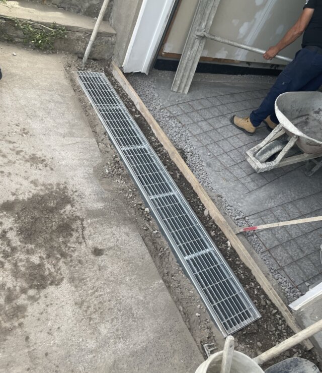 Garage floor linear drain in progress